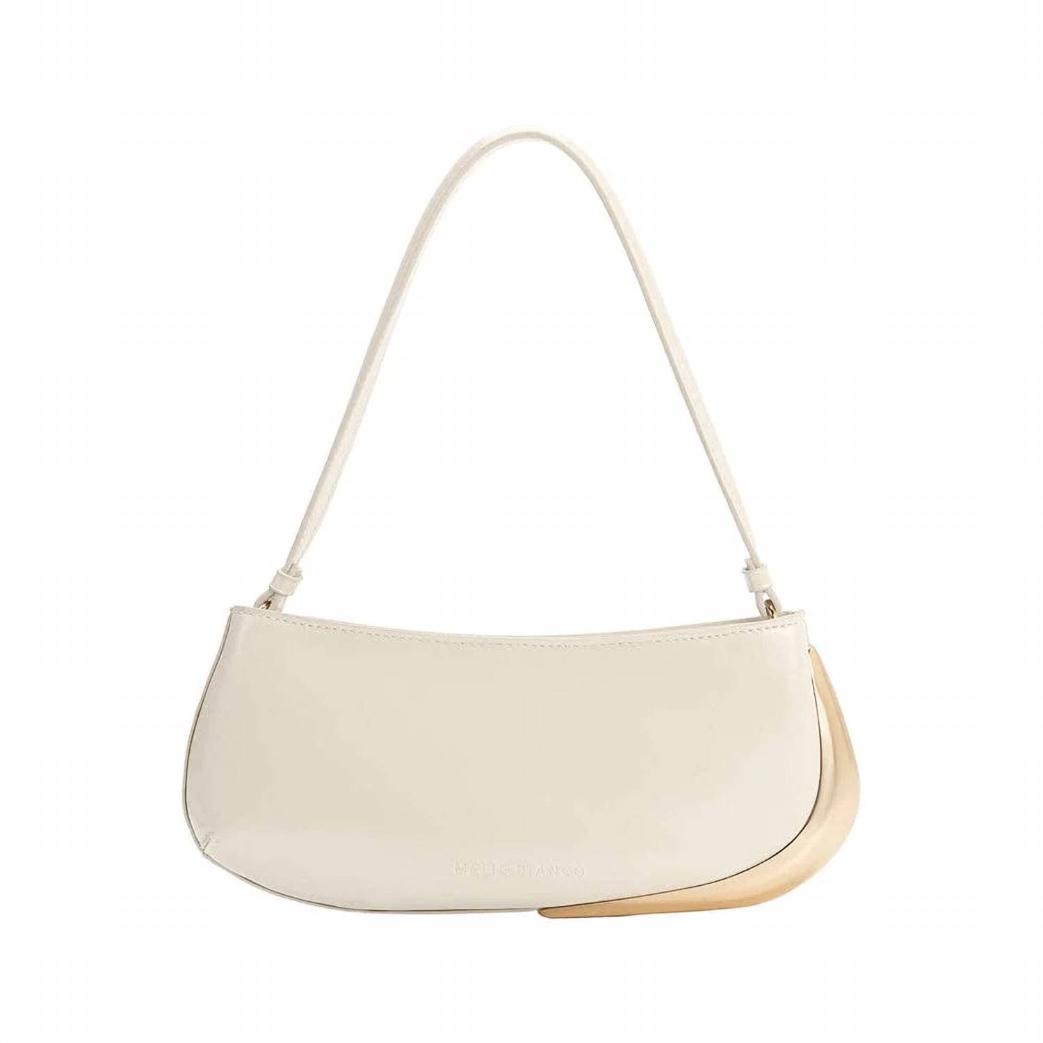 New Melie Bianco Women's Recycled Vegan Leather Shoulder Bag In Sade Ivory